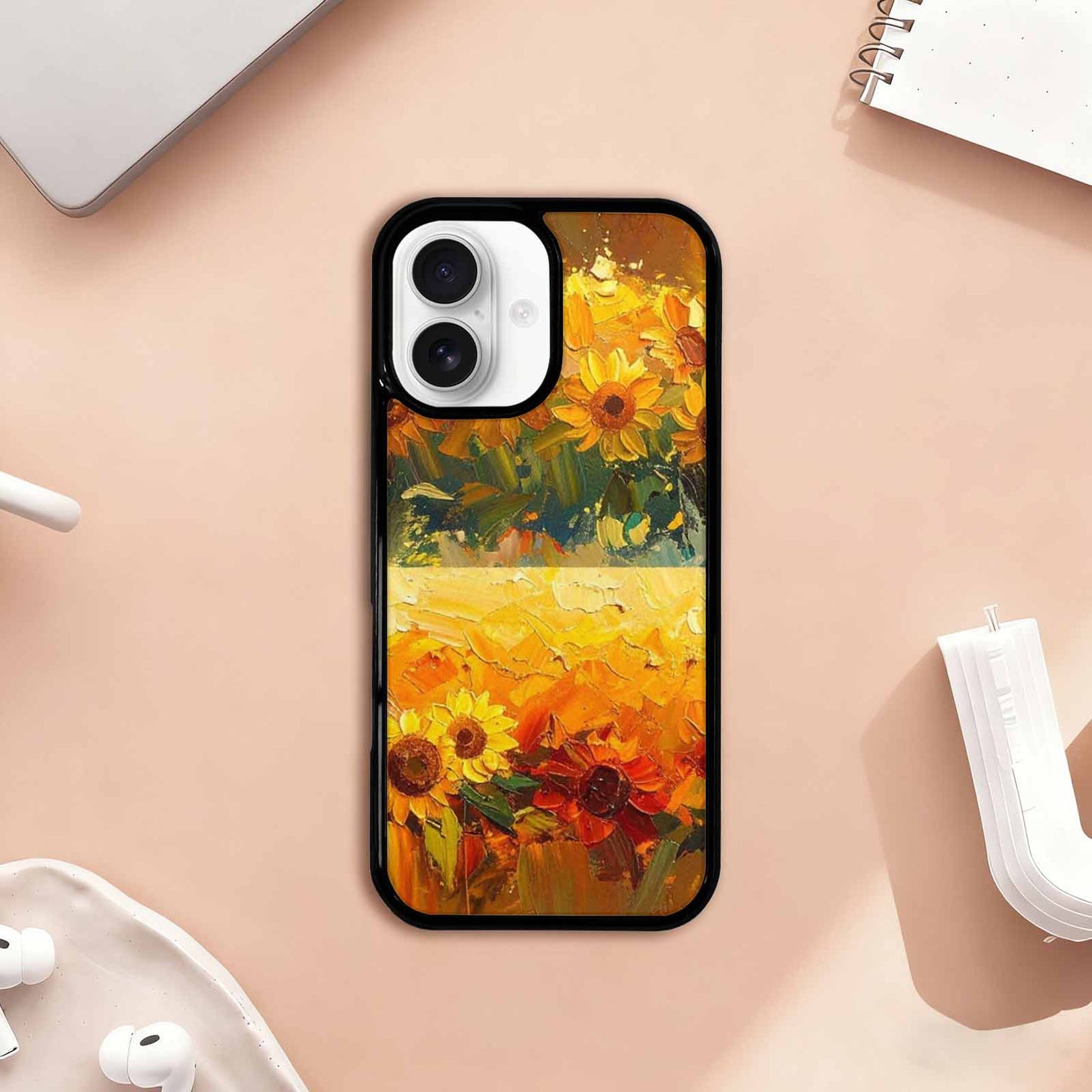 iPhone 17 Case — Impressionist Sunflower Brushstroke Pattern Floral, Custom Printed Phone Case