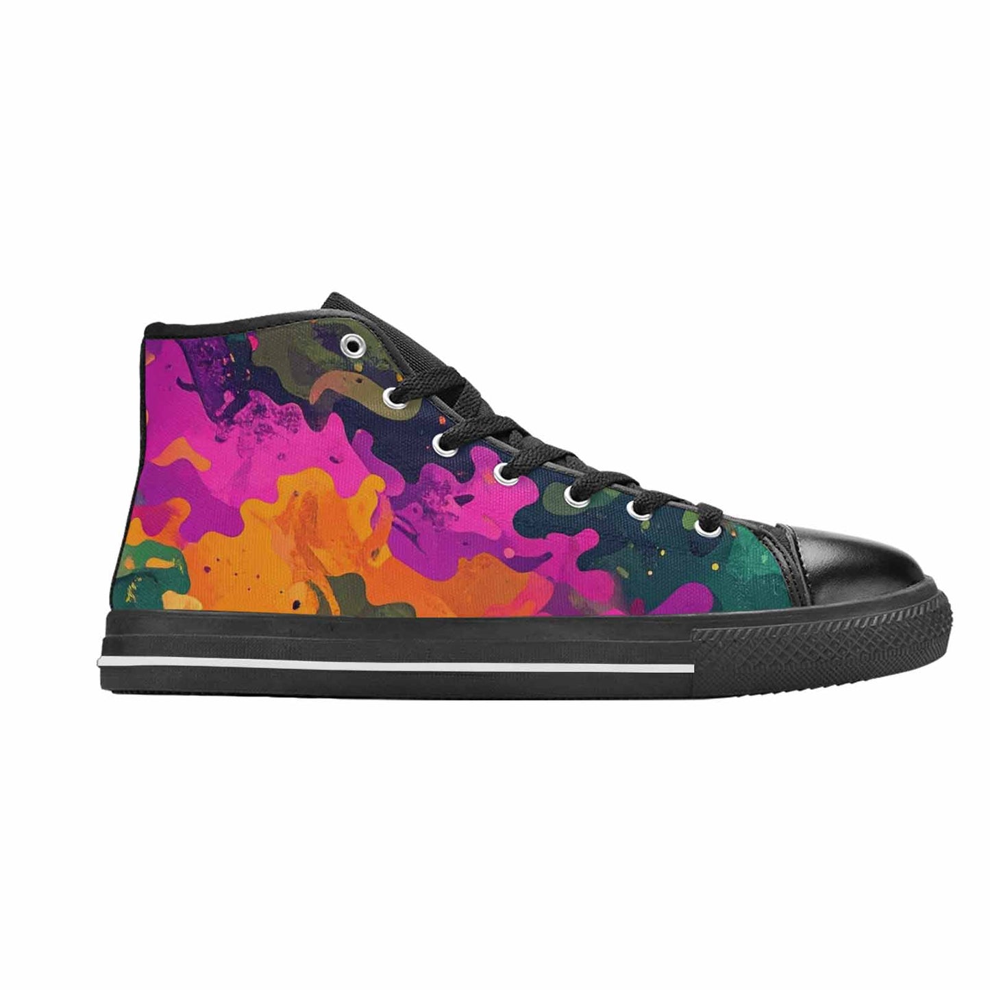 WOMEN'S Military Camouflage Blotch High Top Canvas Vivid Custom Sneakers