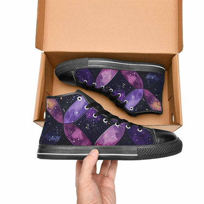 WOMEN'S Galaxy Stars Nebula High Top Canvas Vibrant Chaos Custom Shoes