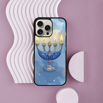 iPhone 16 Pro Max Case — Hanukkah Menorah Pattern Seamless Repeat Jewish, Custom Phone Case