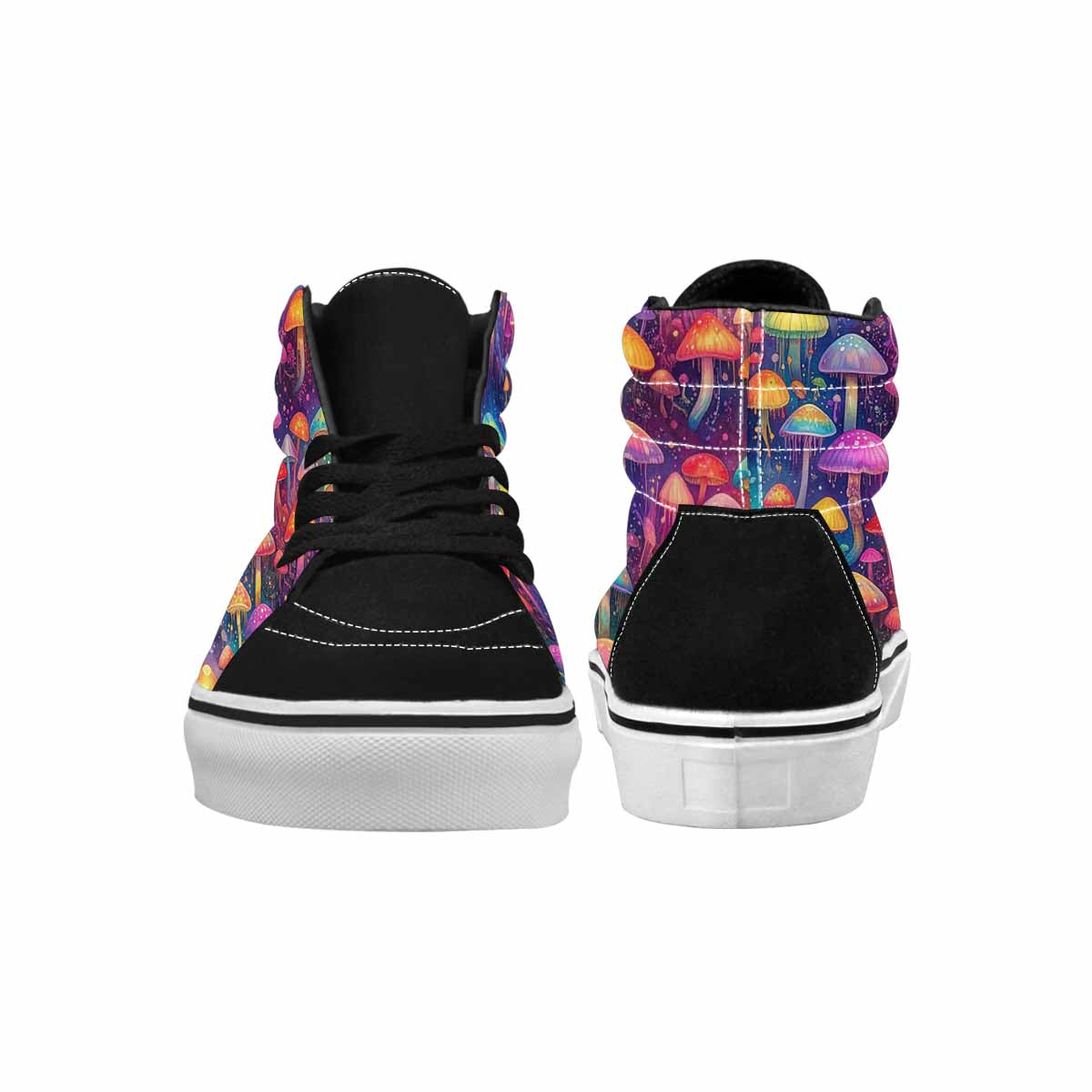 MEN'S Rainbow Drip Mushrooms High Top Canvas Cottagecore Sneakers