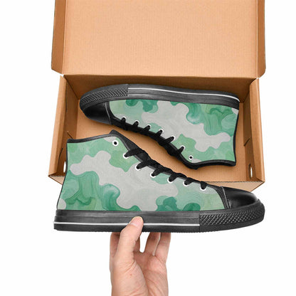 MEN'S Camo Mint Green White High Top Canvas Vibrant Chaos Custom Shoes
