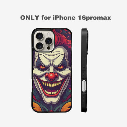 iPhone 16 Pro Max Case — Evil Circus Heads Faces Overlapping Patterns, Custom Phone Case