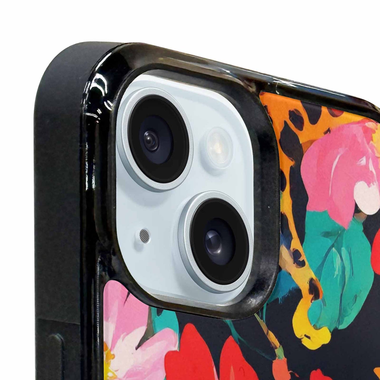 iPhone 15 Plus Case — Leopard Print Floral, Custom Made Phone Cover