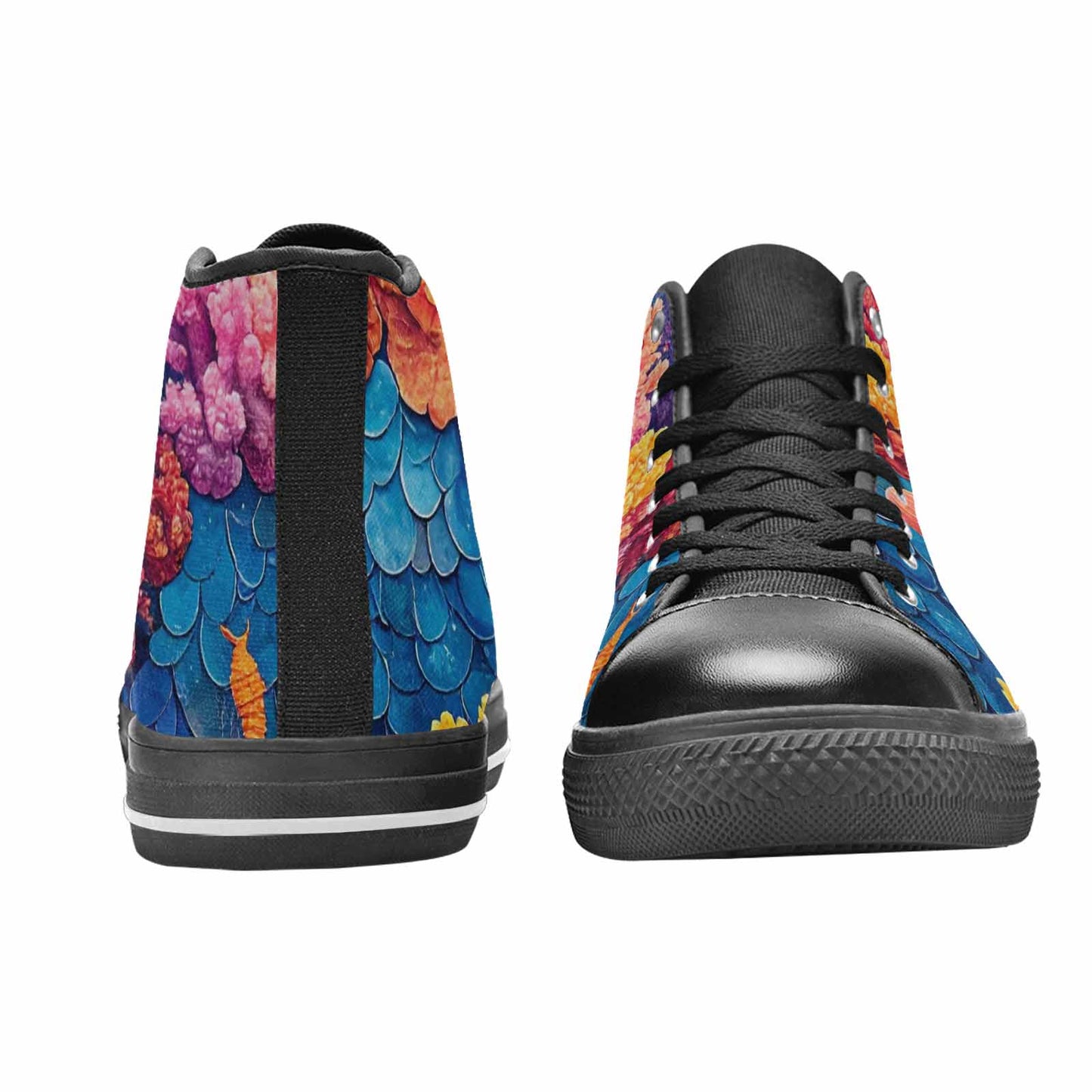 WOMEN'S Fish Scale Coral High Top Canvas Surreal Shoes