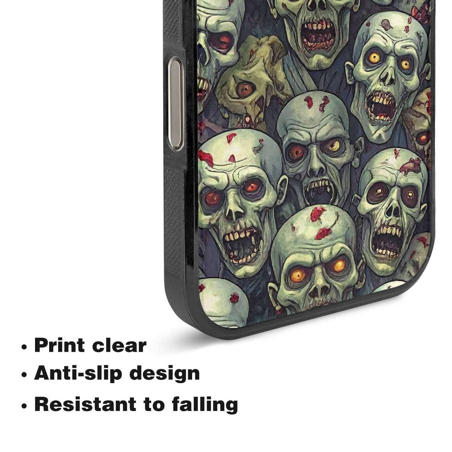 iPhone 16 Pro Max Case — Zombie Head Pattern Hundreds Of Small, Custom Printed Phone Case