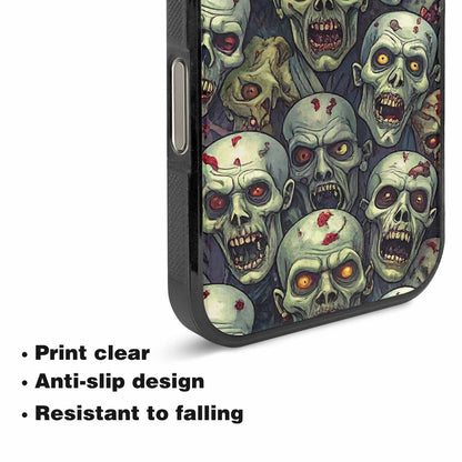 iPhone 16 Pro Max Case — Zombie Head Pattern Hundreds Of Small, Custom Printed Phone Case
