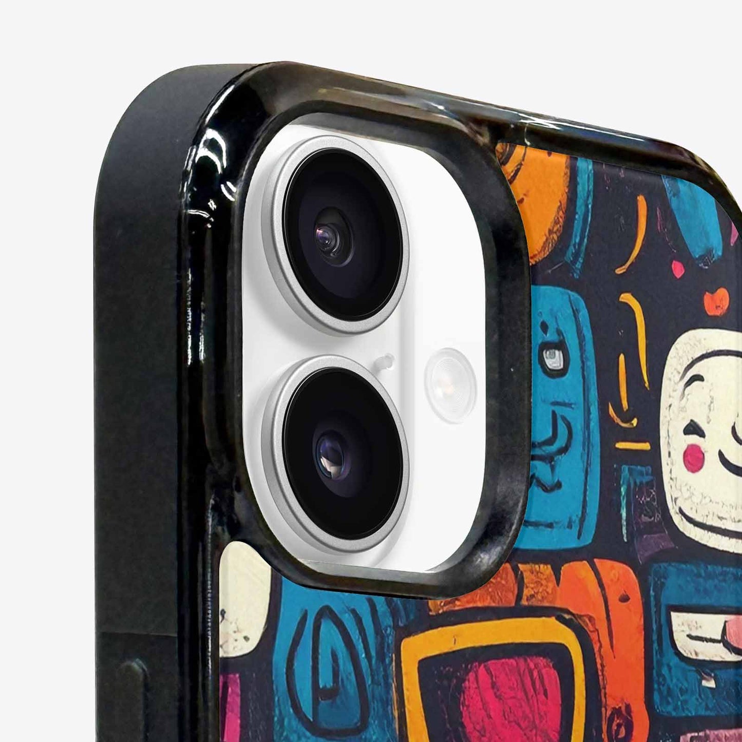 iPhone 16 Plus Case — Hand Drawn Icon Doodle Pattern Hundreds, Custom Print Case Cover