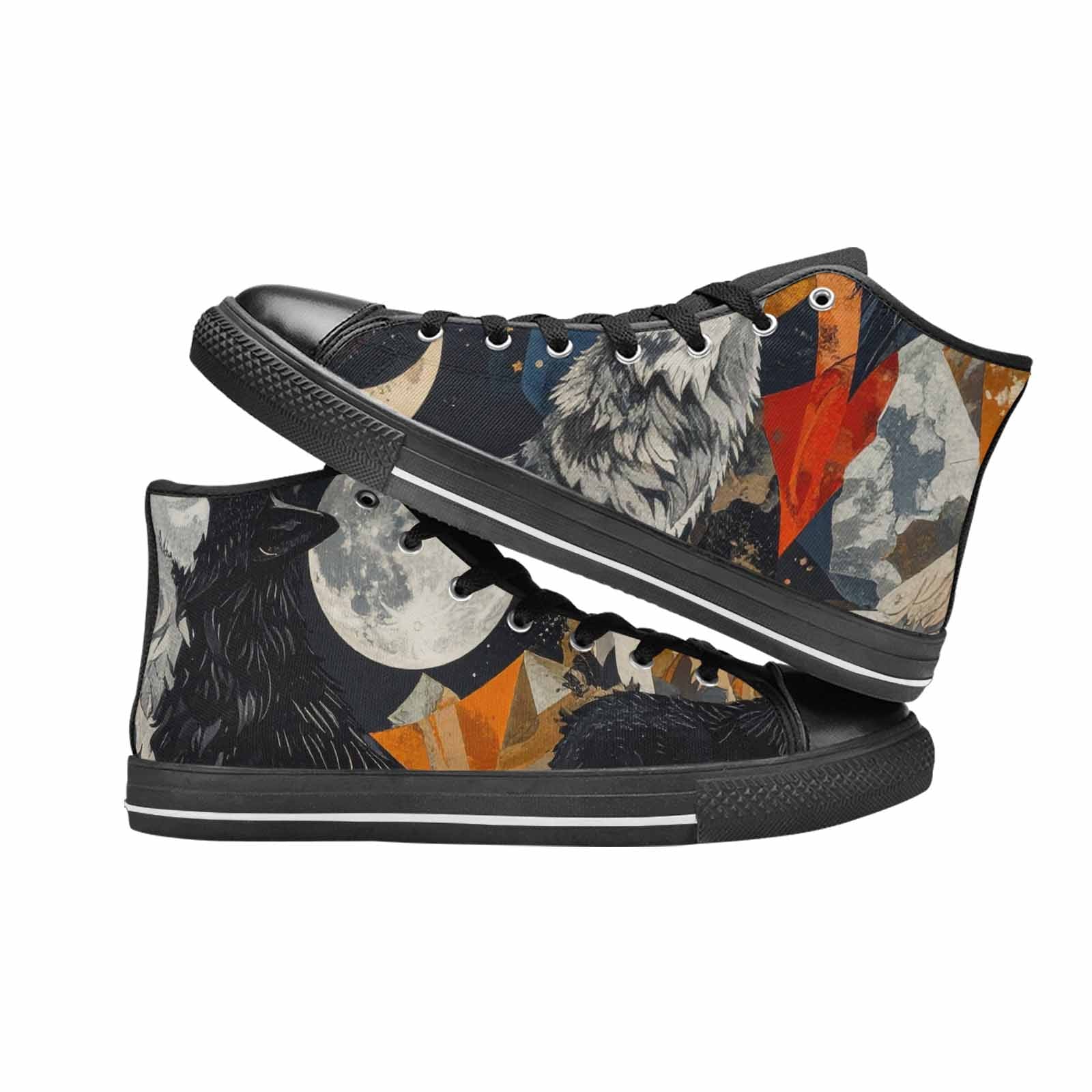 WOMEN'S Wolf Silhouette Moon High Top Canvas Aesthetic Custom Shoes