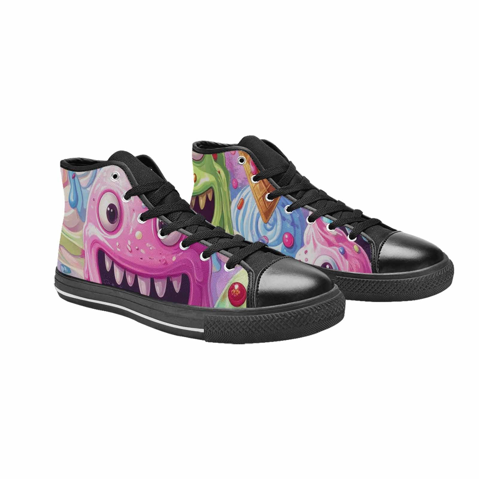 WOMEN'S Melting Icecream Monster Cherry High Top Canvas Dark Academia Custom Sneakers