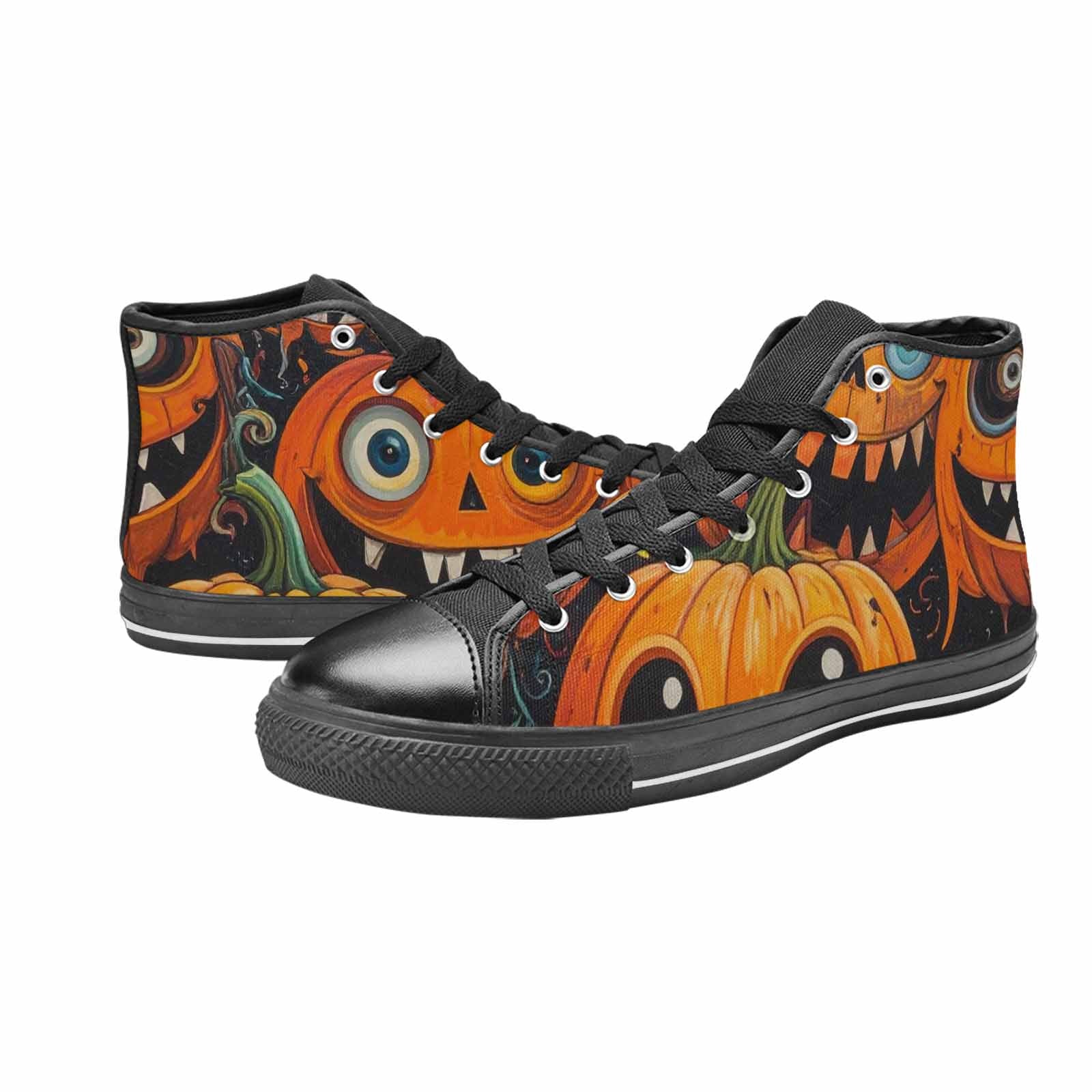 WOMEN'S Cartoon Pumpkin Monster High Top Canvas Vibrant Chaos Custom Sneakers