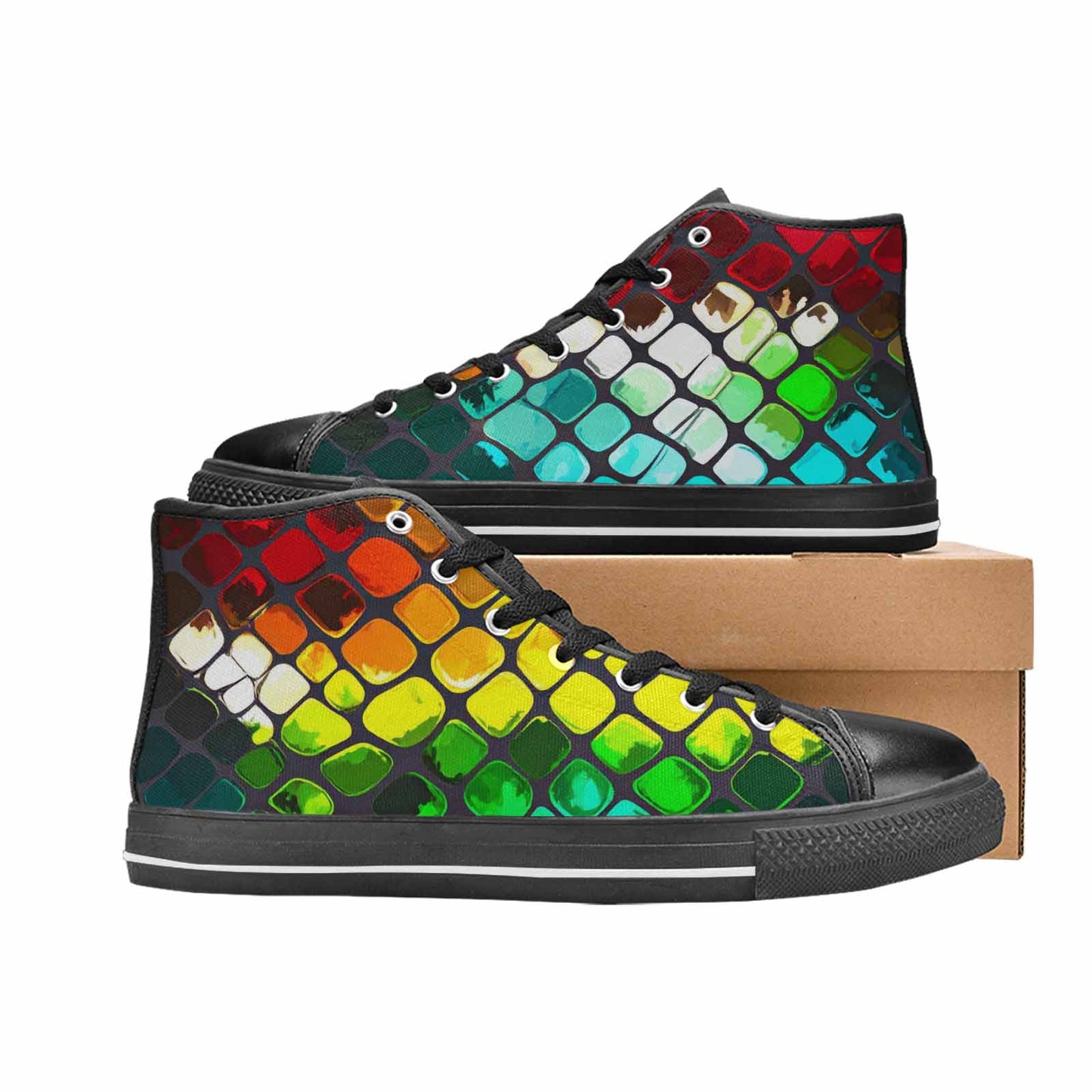 WOMEN'S Dark Snake Print High Top Canvas Surreal Custom Shoes