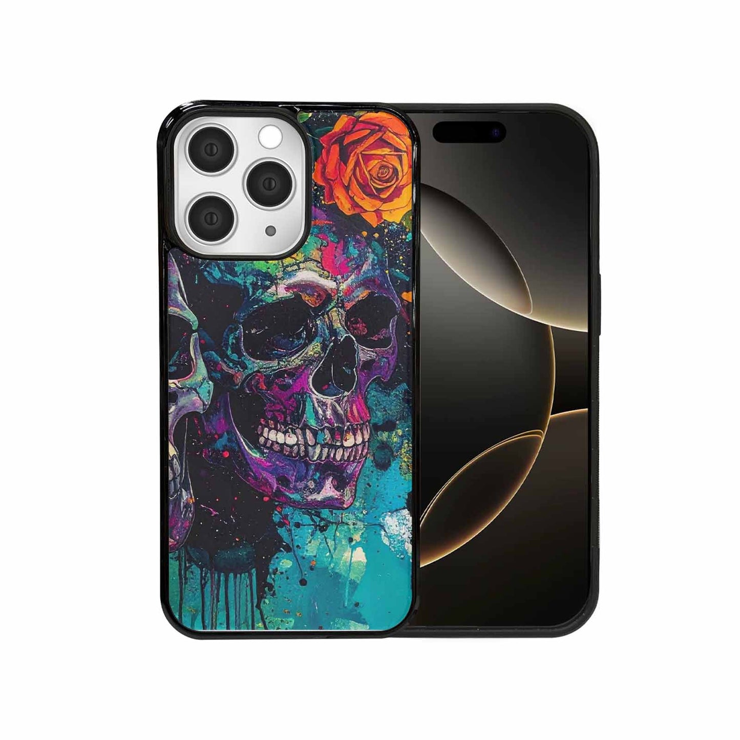 iPhone 15 Pro Max Case — Skulls Roses Acid Wash, Personalized Phone Case