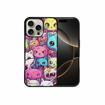 iPhone 16 Pro Max Case — Pastel Gore Cat Character Pattern Hundreds, Personalized Phone Case