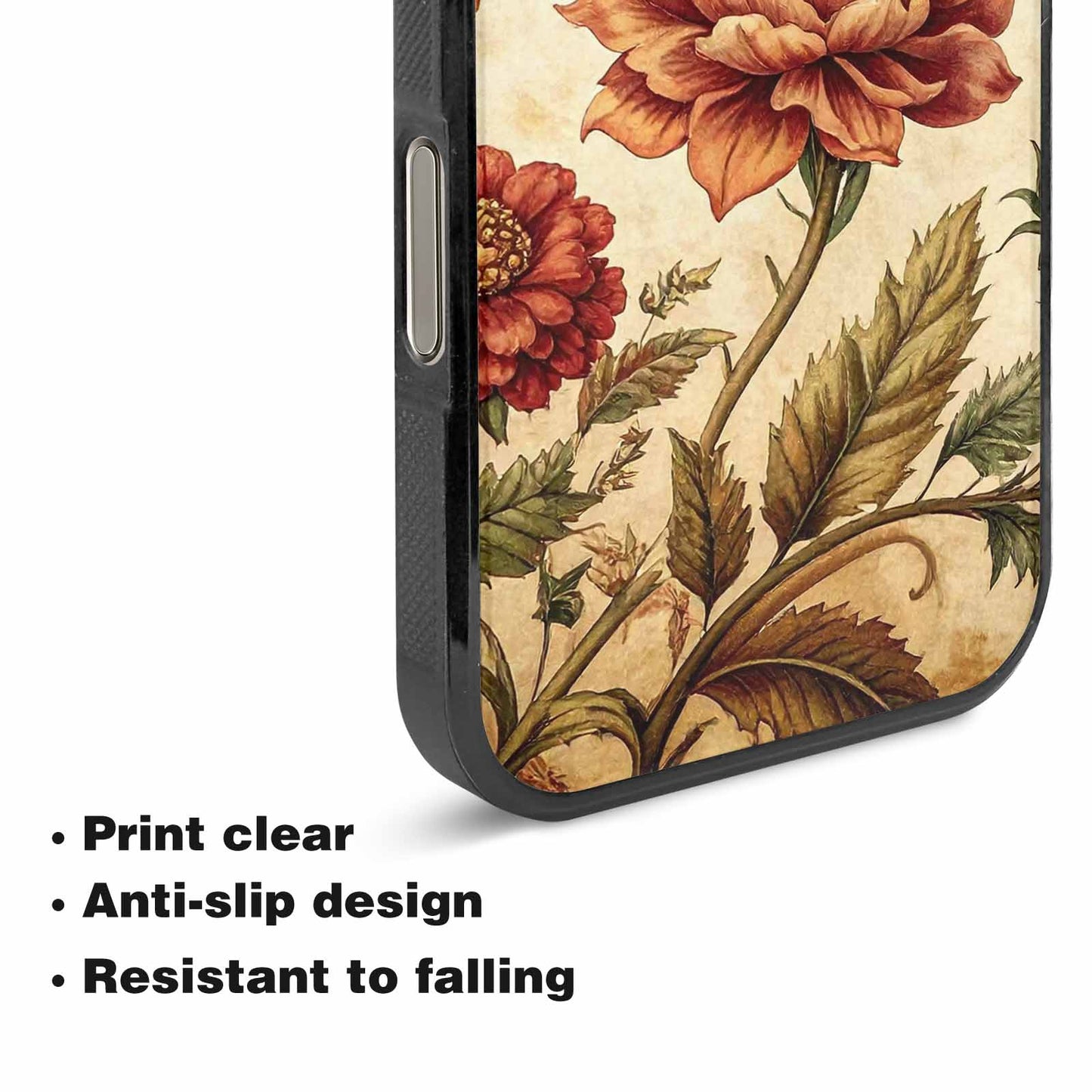 iPhone 16 Pro Case — Vintage Botanical Art Pattern, Custom Phone Case