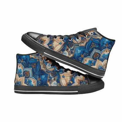 WOMEN'S Mandala High Top Canvas Neon Fantasy Sneakers