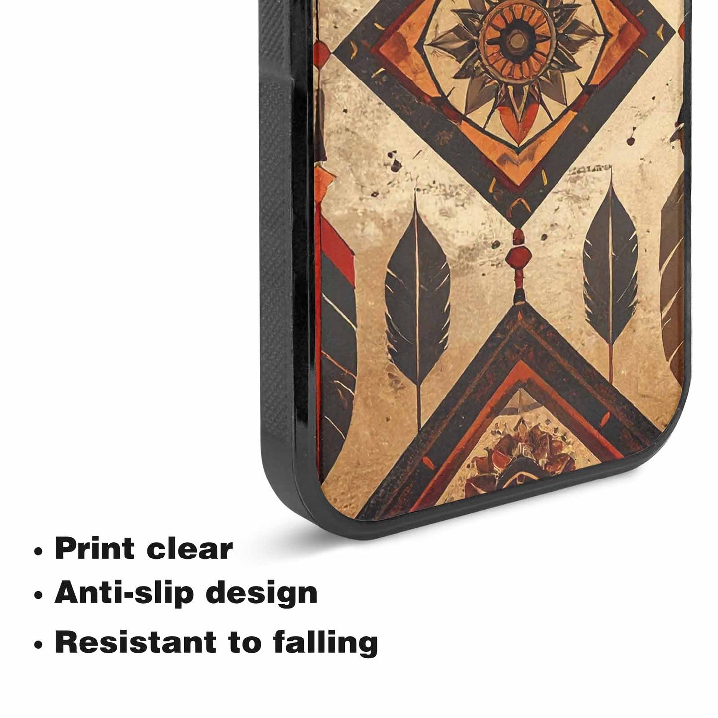 iPhone 15 Plus Case — Native American Geometric Pattern Arrows Feathers, Custom Printed Phone Case