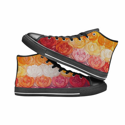 MEN'S Lesbian Flag Color High Top Canvas Wallpaper Art Custom Sneakers