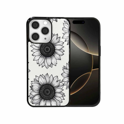 iPhone 15 Pro Max Case — Minimalist Line Art Sunflower, Custom Made Phone Cover