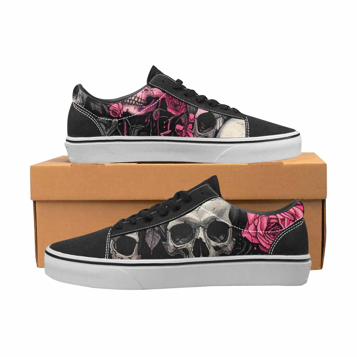 WOMEN'S Skull Roses Lace-Up Canvas Melting Art Sneakers