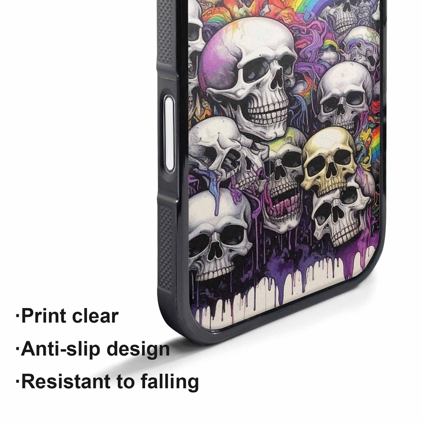 iPhone 17 Pro Max Case — Black &amp; Purple Ink Gothic Skulls, Customized Protective Case