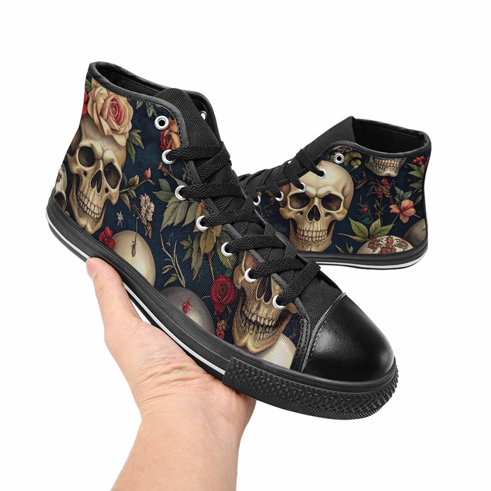 MEN'S Skulls - Roses High Top Canvas Wallpaper Art Custom Shoes