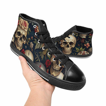 MEN'S Skulls - Roses High Top Canvas Wallpaper Art Custom Shoes