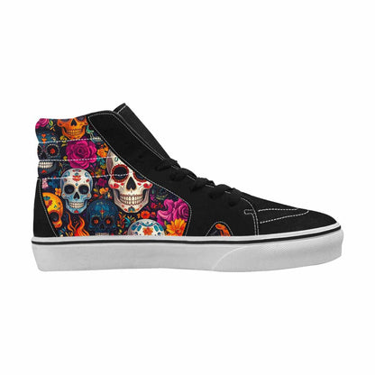 WOMEN'S Skull High Top Canvas Vibrant Chaos Custom Sneakers