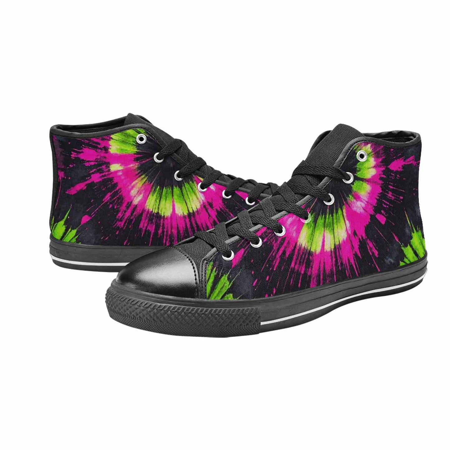 WOMEN'S Acid Wash Tie Dye Neon High Top Canvas Dark Academia Custom Shoes