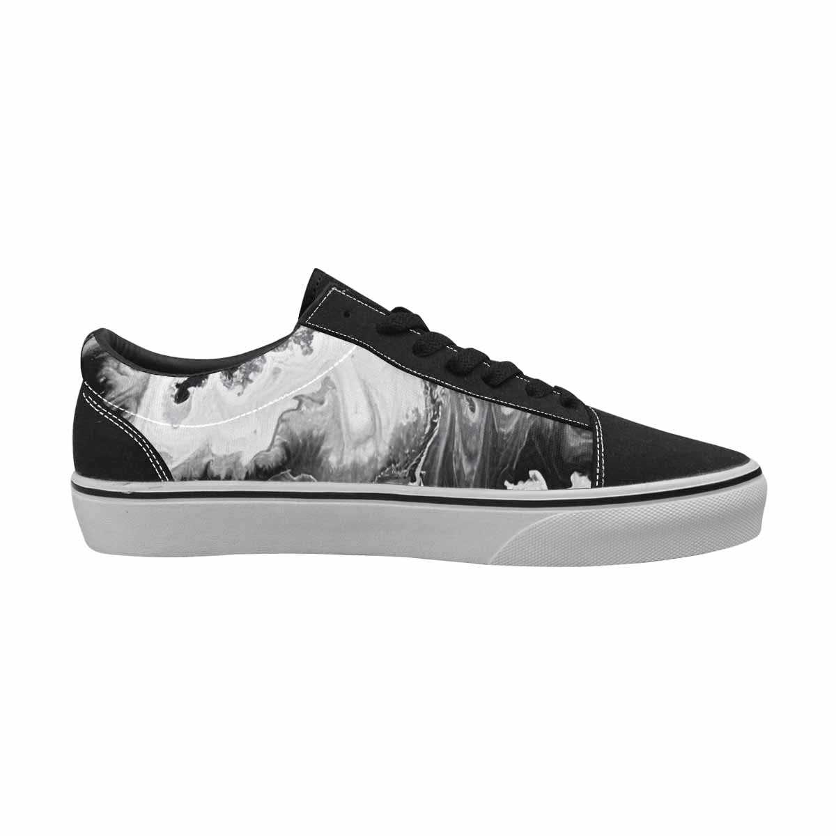 WOMEN'S Tie Dye Acid Wash Black White Canvas Lace-Up Neon Fantasy Custom Shoes