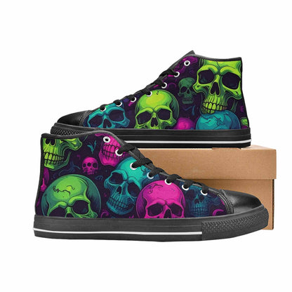 WOMEN'S Skulls - Neon High Top Canvas Dark Academia Sneakers