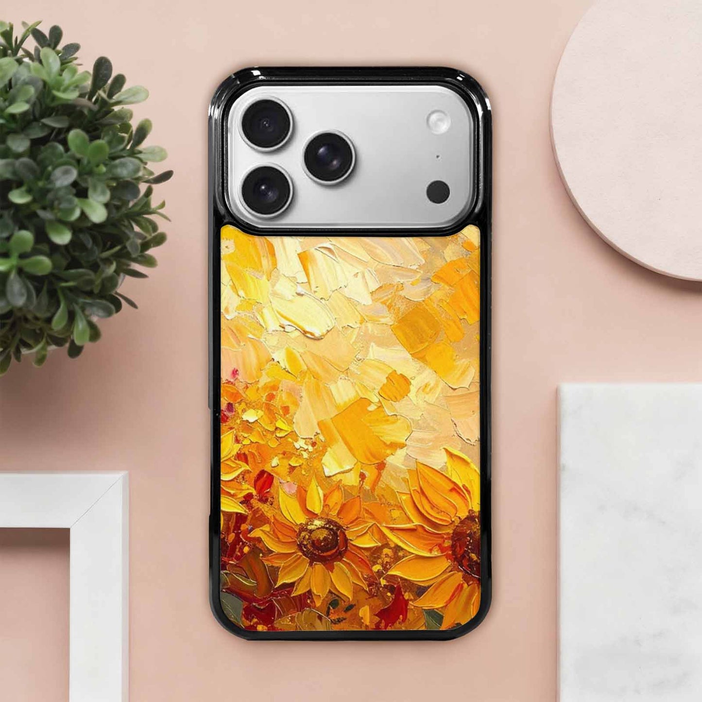 iPhone 17 Pro Max Case — Impressionist Sunflower Brushstroke Pattern Floral, Custom Art Phone Cover