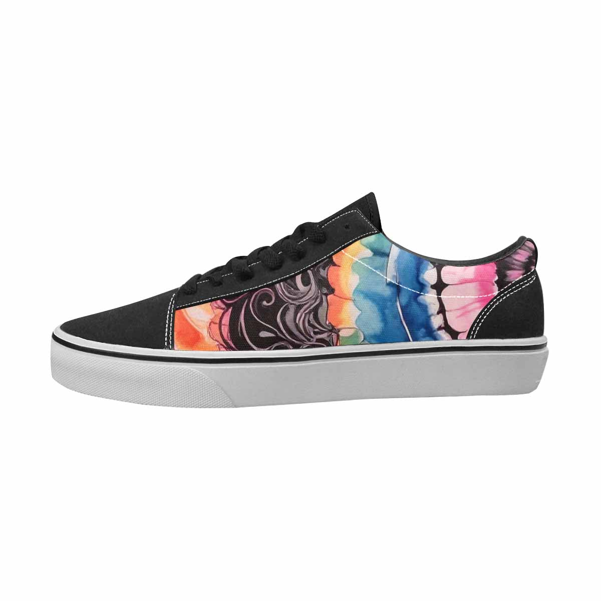 MEN'S Tie Dye Black & Pink Ink Canvas Bold Print Kaleidoscope Custom Shoes