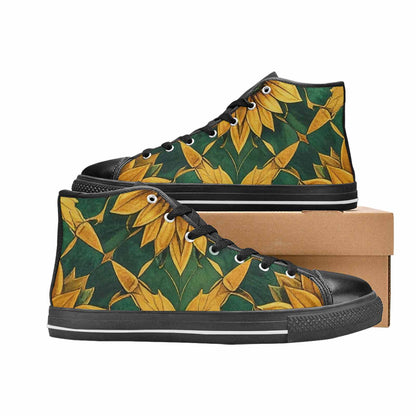 WOMEN'S Sunflower Mandala Kaleidoscope High Top Canvas Cottagecore Custom Shoes