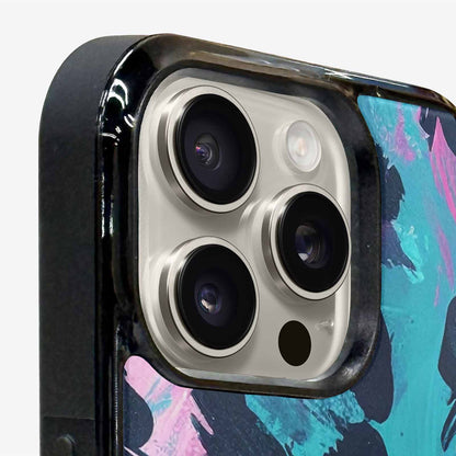 iPhone 16 Pro Max Case — Leopard Neon Pink Teal Airbrush, Custom Phone Case