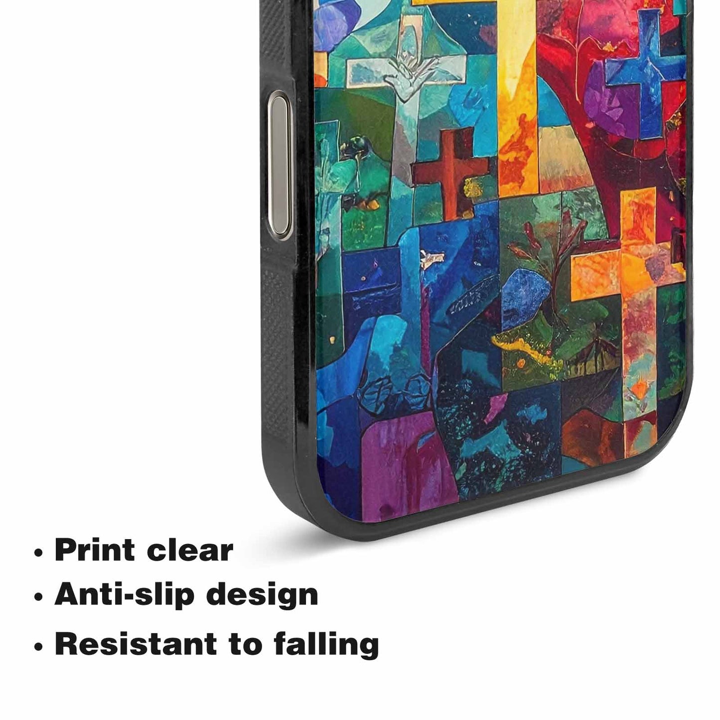iPhone 16 Pro Max Case — Faith Cross And Faith Icons Pattern, Unique Phone Case Design