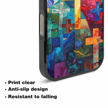 iPhone 16 Pro Max Case — Faith Cross And Faith Icons Pattern, Unique Phone Case Design