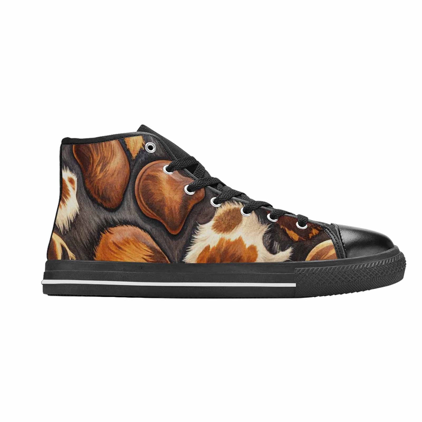 WOMEN'S Cow Animal Print High Top Canvas Surreal Shoes