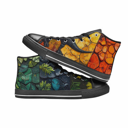 MEN'S Dinosaur Silhouette High Top Canvas Cottagecore Shoes