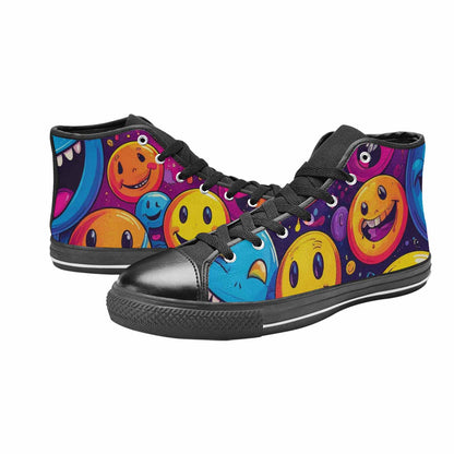MEN'S Yellow Smiley Face High Top Canvas Y2K Custom Shoes