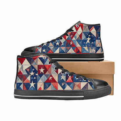 MEN'S American Flag Stars High Top Canvas Vivid Shoes