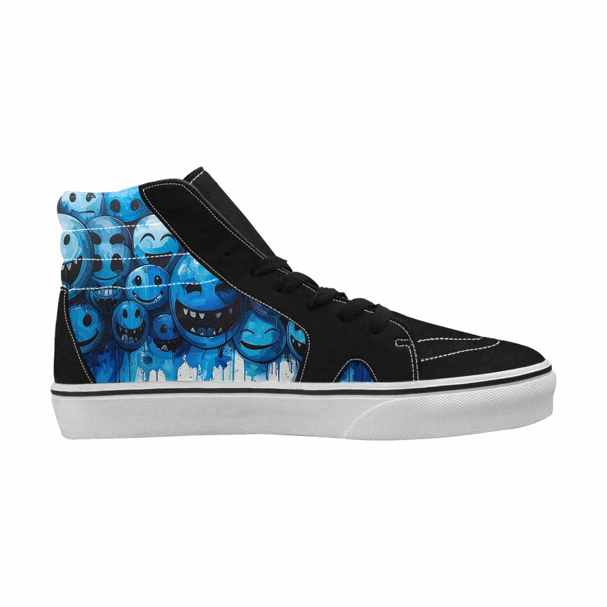 MEN'S Melting Moon Smiley High Top Canvas Grunge Custom Shoes