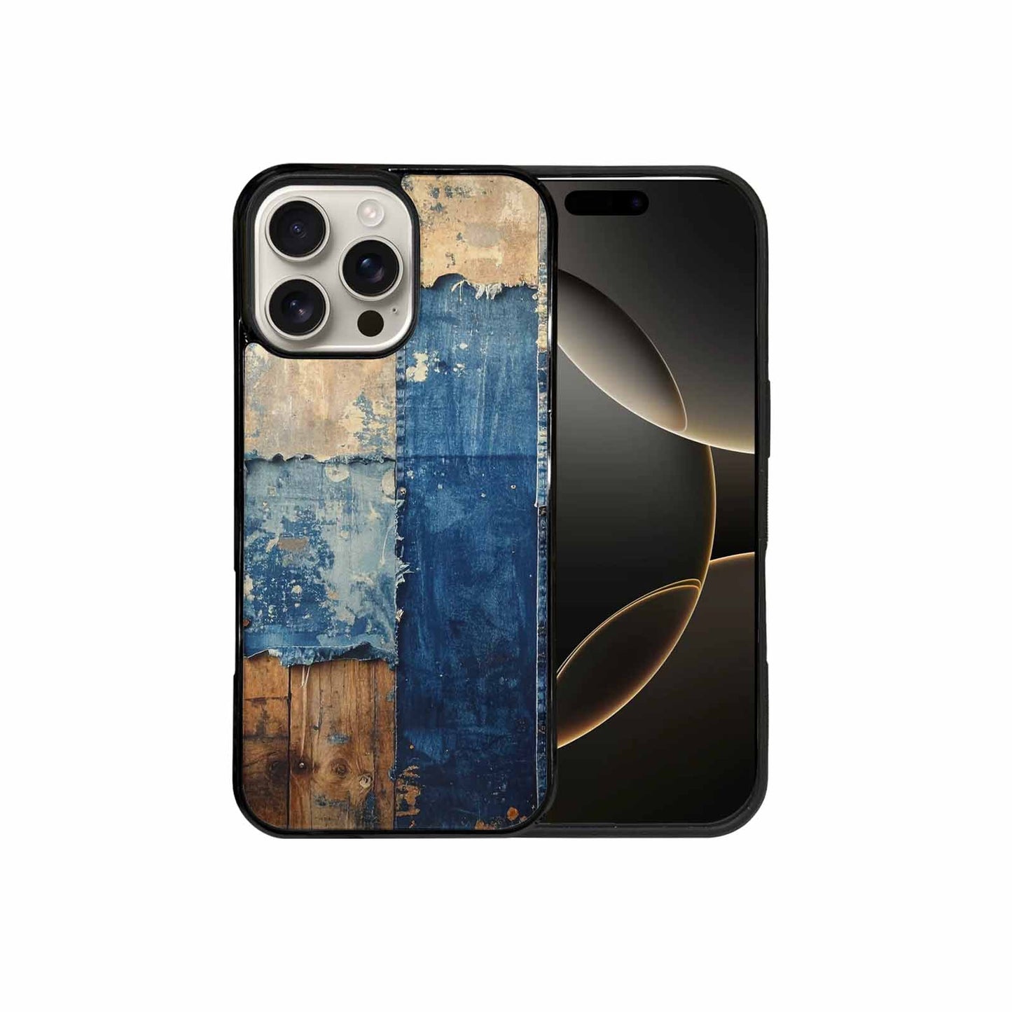 iPhone 16 Pro Max Case — Denim Distressed Textures Print Edge To, Unique Phone Case Design