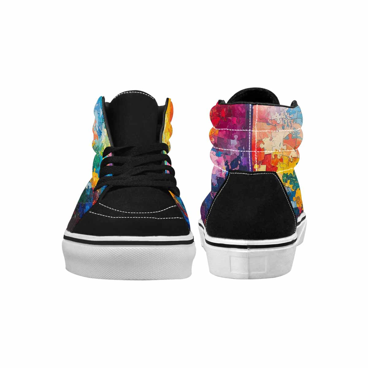 MEN'S Autism Puzzle Pieces High Top Canvas Vibrant Chaos Sneakers