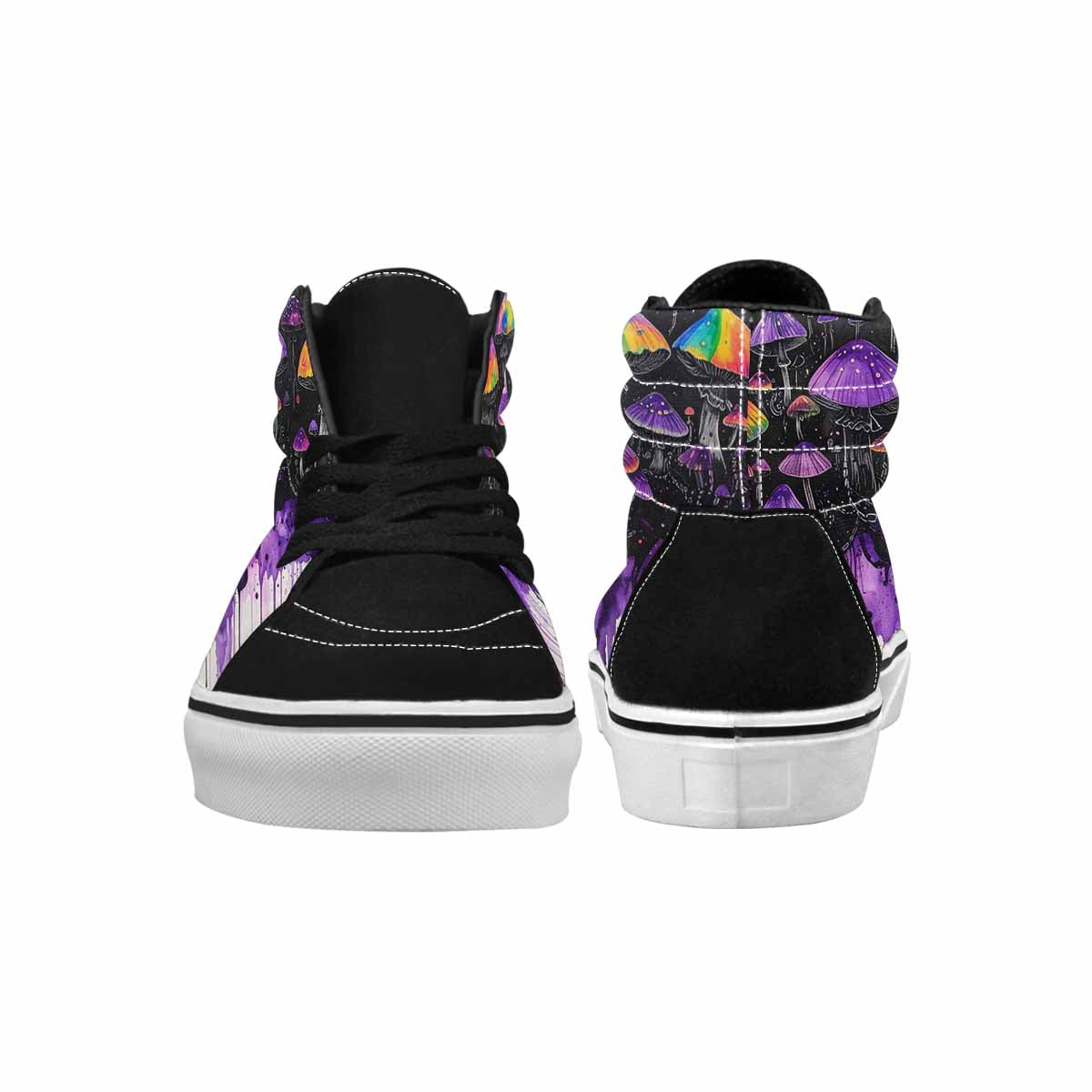 MEN'S Rainbow Drip Mushrooms High Top Canvas Cottagecore Sneakers