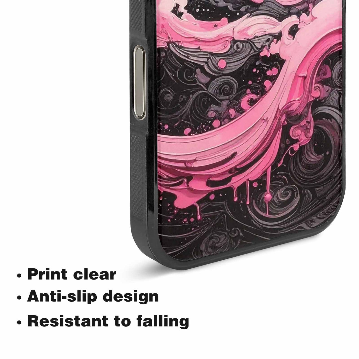 iPhone 16 Pro Case — Van Gogh Swirl Black Pink Ink, Customized Protective Case