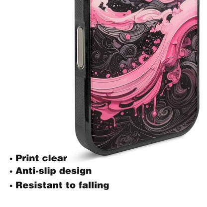 iPhone 16 Pro Case — Van Gogh Swirl Black Pink Ink, Customized Protective Case