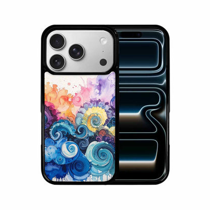 iPhone 17 Pro Case — Tie Dye Swirls Black Blue Tie, Custom Art Phone Cover