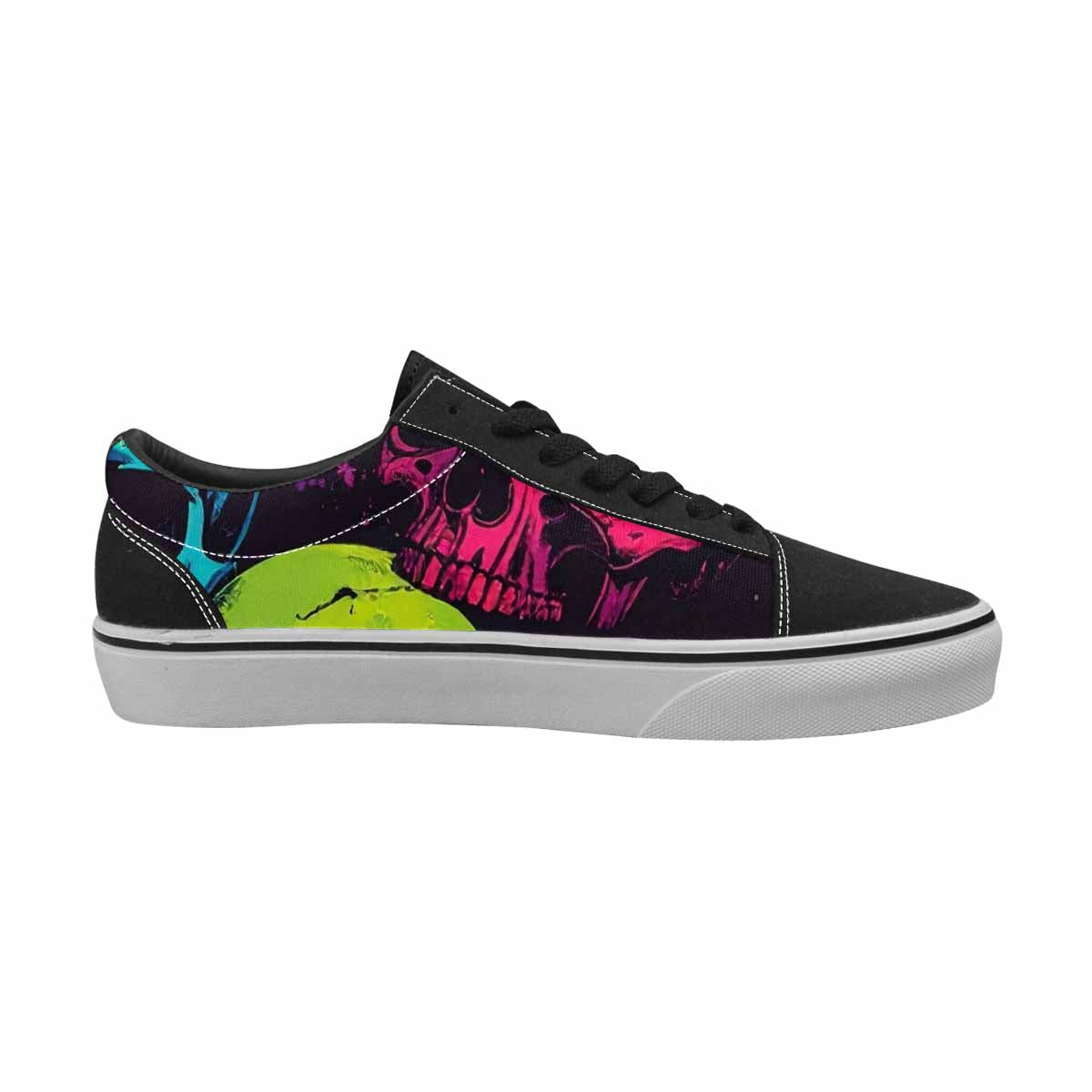 WOMEN'S 1000s Skulls Digital Camo Lace-Up Canvas Melting Art Custom Sneakers