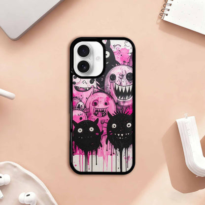 iPhone 17 Case — Monsters (general) Black &amp; Cartoon Cute, Custom Designed Case Cover